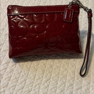 Coach Patent Embossed Wristlet in Deep Burgundy